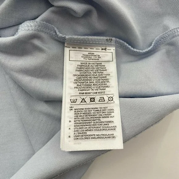 Adidas Long Sleeve Jersey Hooded Sweatshirt T-Shirt Halo Blue/White GV0246 Sz S - Picture 6 of 6